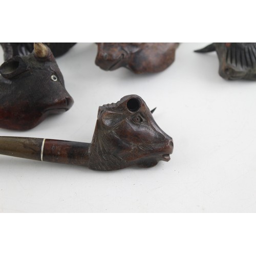 170 - 5 x Vintage Carved Buffalo / Bull Estate Smoking Pipes Inc. RAOB