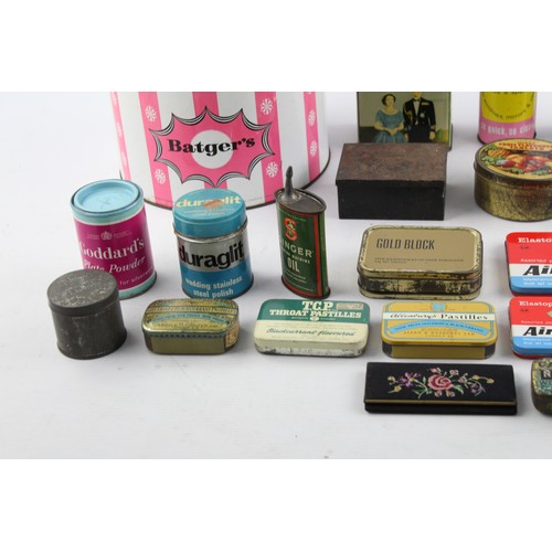 180 - 34 x Assorted Vintage BRANDED TINS Inc Decorative, Smoking, Singer, Brasso Etc