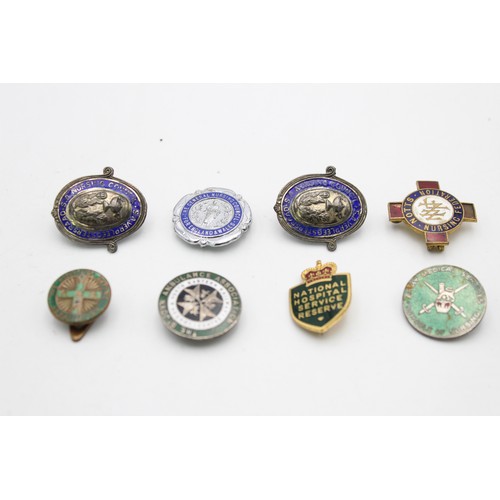 190 - 8 x Assorted Vintage NURSING & HOSPITAL Badges Inc Enamel, Nursing School Etc