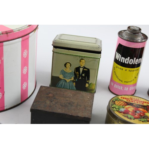 180 - 34 x Assorted Vintage BRANDED TINS Inc Decorative, Smoking, Singer, Brasso Etc