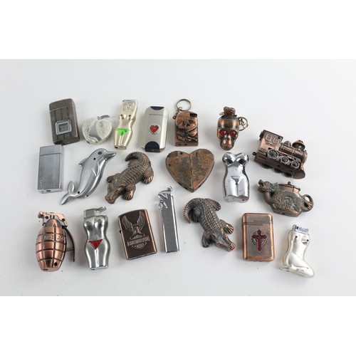 241 - 20 x Assorted Vintage Cigarette LIGHTERS Inc Zippo Style, Souvenir, Heart Etc