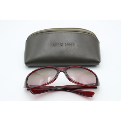 222 - Statement FABRIS LANE Red Framed Rectangular SUNGLASSES w/ Original Case