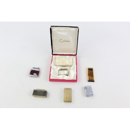 203 - 8 x Assorted Vintage COLIBRI Cigarette LIGHTERS Inc Mother of Pearl, Boxed Etc