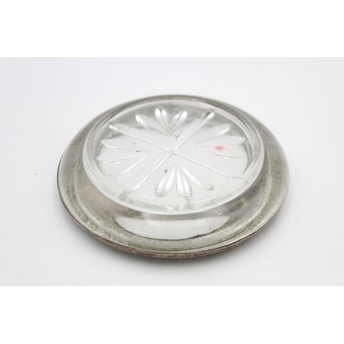 217 - Vintage Glass Bottle Coaster / Shallow Dish w/ .925 STERLING SILVER Band (136g)