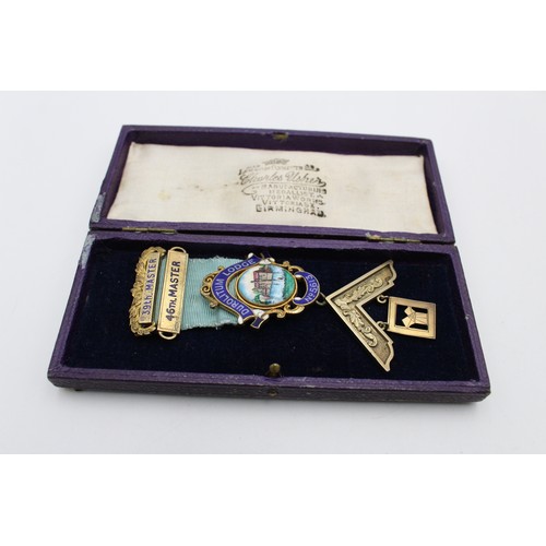 219 - Vintage Hallmarked .925 STERLING SILVER Masonic Jewel Durolitum Lodge Boxed 44g