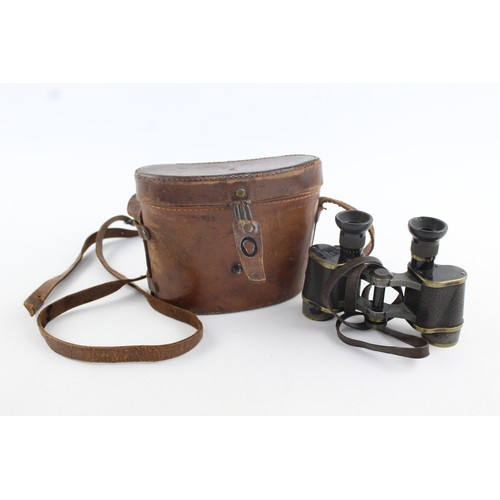 250 - WW2 Era CARL ZEISS No.15369 Dienstglas German BINOCULARS w/ Leather Case