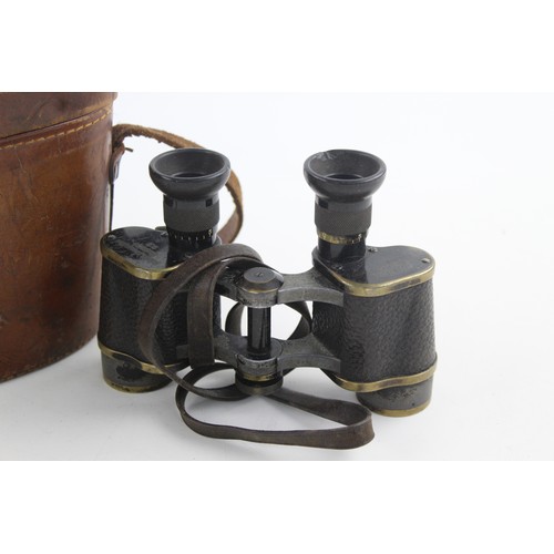 250 - WW2 Era CARL ZEISS No.15369 Dienstglas German BINOCULARS w/ Leather Case