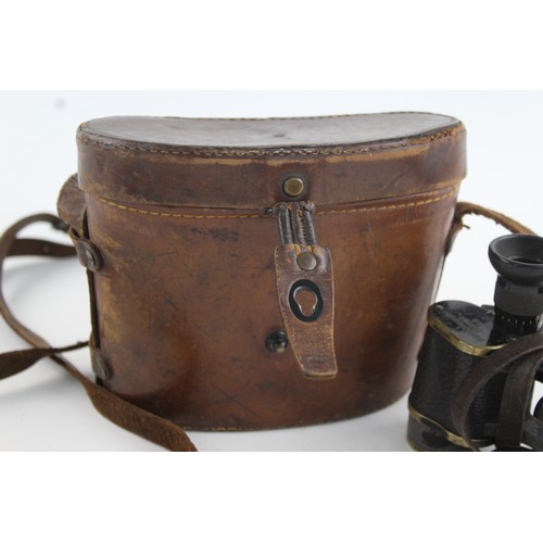 250 - WW2 Era CARL ZEISS No.15369 Dienstglas German BINOCULARS w/ Leather Case