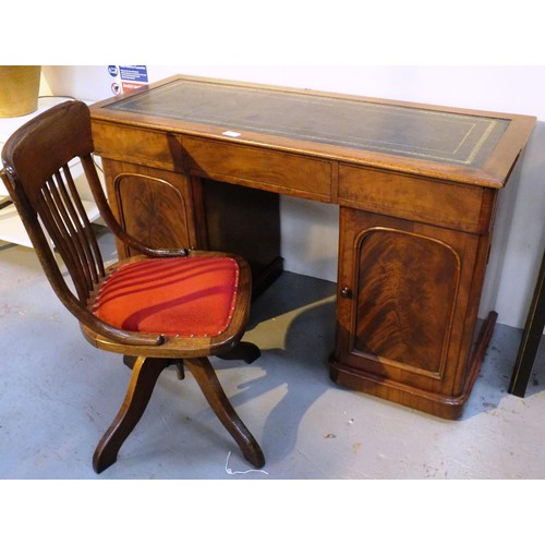 456 - GENTLEMANS VINTAGE  LEATHER TOPPED DESK AND CAPTAINS CHAIR