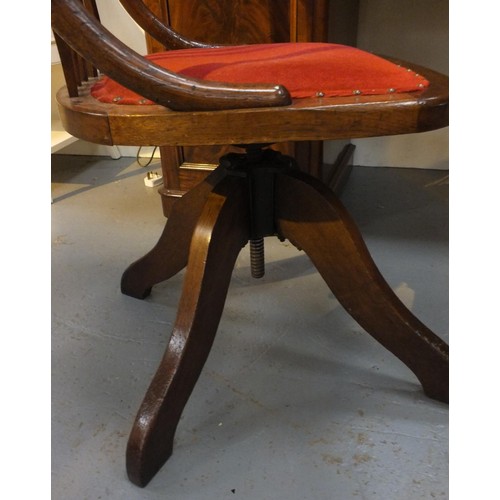 456 - GENTLEMANS VINTAGE  LEATHER TOPPED DESK AND CAPTAINS CHAIR