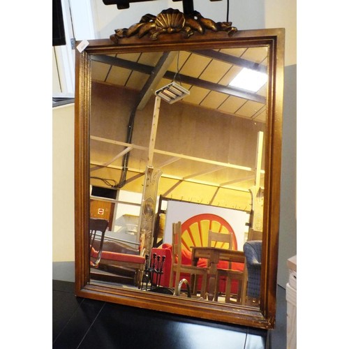 466 - QUALITY WOODEN OVER MANTLE MIRROR