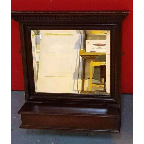 497 - VINTAGE OVER MANTLE BEVEL EDGE MIRROR WITH STORAGE DRAWER