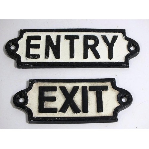 370 - CAST IRON EXIT AND ENTRY SIGNS