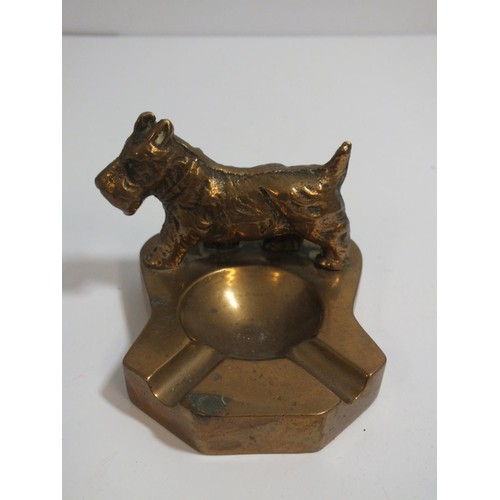 271 - PAIR OF VINTAGE SOLID BRONZE/BRASS TERRIER DOG ASHTRAYS