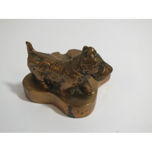 271 - PAIR OF VINTAGE SOLID BRONZE/BRASS TERRIER DOG ASHTRAYS