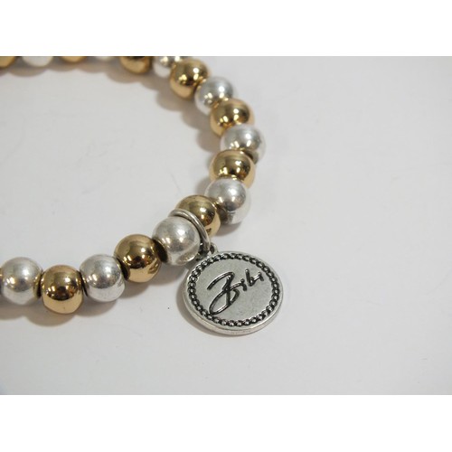 278 - BIBI BIJOUX CLASSIC SILVER AND GOLD BEAD BRACELET WITH HEART AND STAR CHARMS