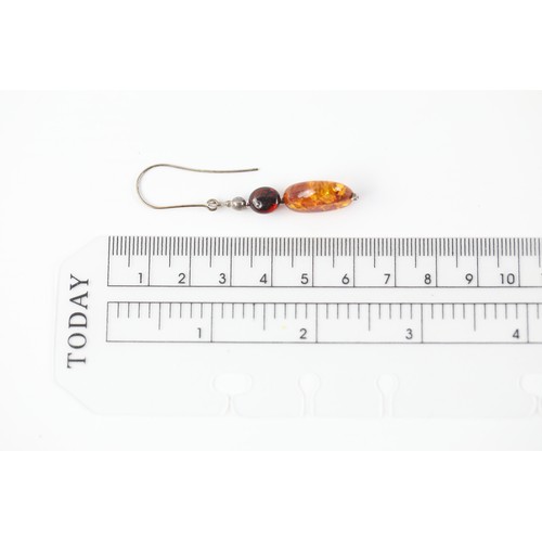 290 - Sterling Silver Hook Drop Amber Earrings