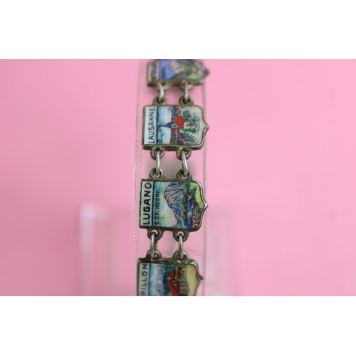 292 - Swiss Enamel Crest Souvenir Bracelet