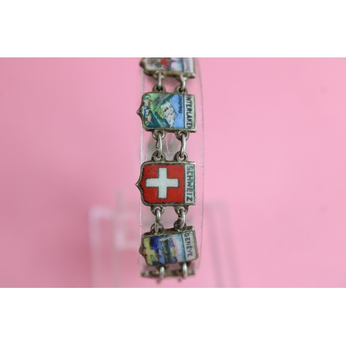 292 - Swiss Enamel Crest Souvenir Bracelet