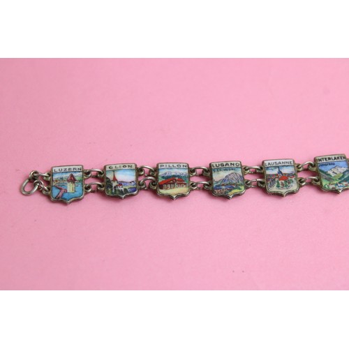 292 - Swiss Enamel Crest Souvenir Bracelet