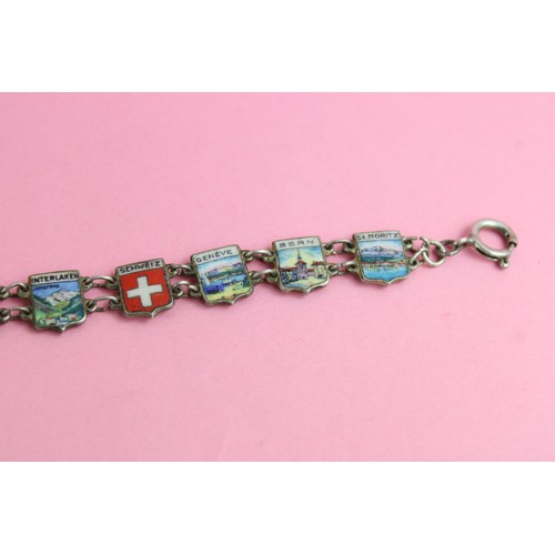 292 - Swiss Enamel Crest Souvenir Bracelet