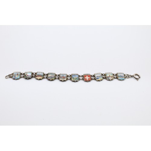 292 - Swiss Enamel Crest Souvenir Bracelet