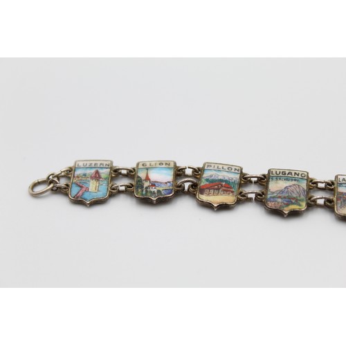 292 - Swiss Enamel Crest Souvenir Bracelet