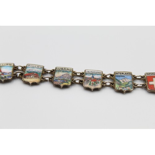 292 - Swiss Enamel Crest Souvenir Bracelet