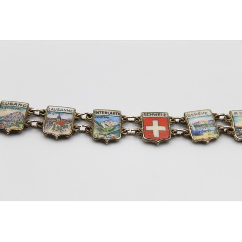 292 - Swiss Enamel Crest Souvenir Bracelet