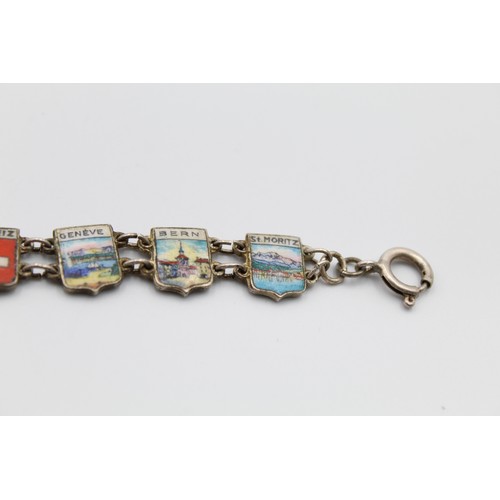 292 - Swiss Enamel Crest Souvenir Bracelet