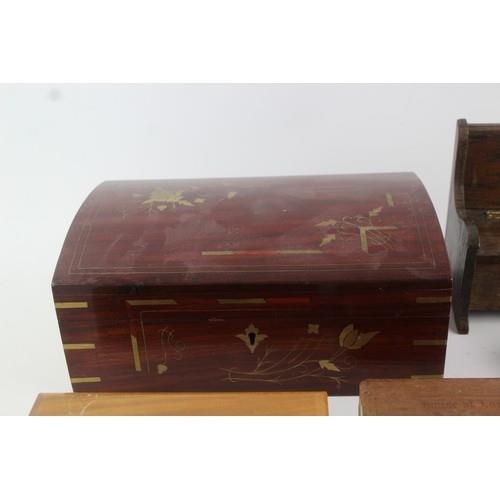 286 - 8 x Assorted Vintage Decorative WOODEN BOXES Inc Musical Working, Bench Etc