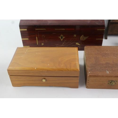 286 - 8 x Assorted Vintage Decorative WOODEN BOXES Inc Musical Working, Bench Etc