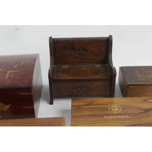 286 - 8 x Assorted Vintage Decorative WOODEN BOXES Inc Musical Working, Bench Etc