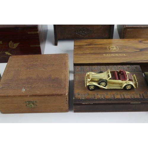 286 - 8 x Assorted Vintage Decorative WOODEN BOXES Inc Musical Working, Bench Etc