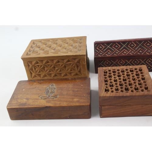 288 - 8 x Assorted Vintage Decorative WOODEN BOXES Inc Carved, Musical, Cigarette Etc