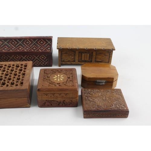 288 - 8 x Assorted Vintage Decorative WOODEN BOXES Inc Carved, Musical, Cigarette Etc