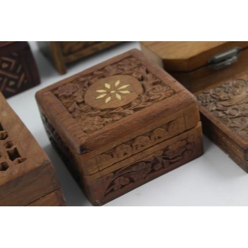 288 - 8 x Assorted Vintage Decorative WOODEN BOXES Inc Carved, Musical, Cigarette Etc