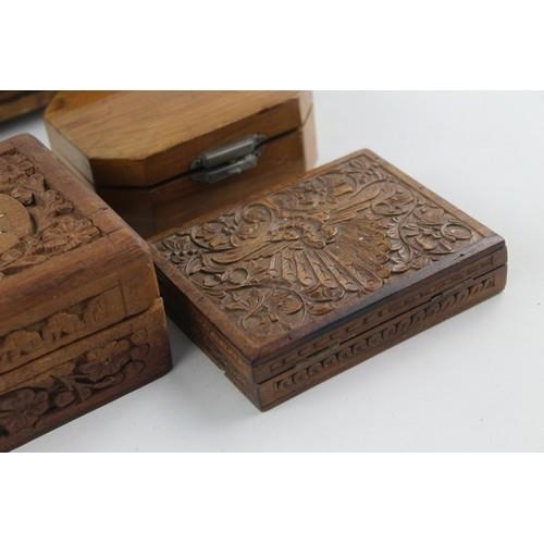 288 - 8 x Assorted Vintage Decorative WOODEN BOXES Inc Carved, Musical, Cigarette Etc