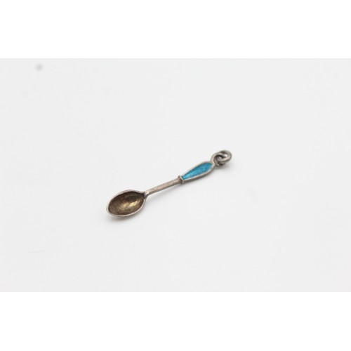 261 - .800 Silver Enamel Spoon Charm Pendant