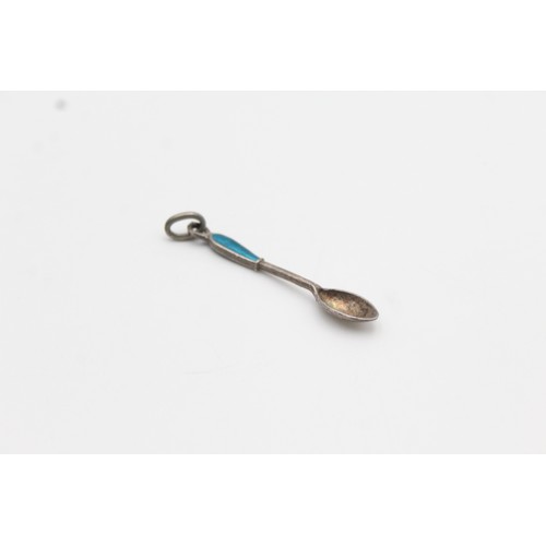 261 - .800 Silver Enamel Spoon Charm Pendant