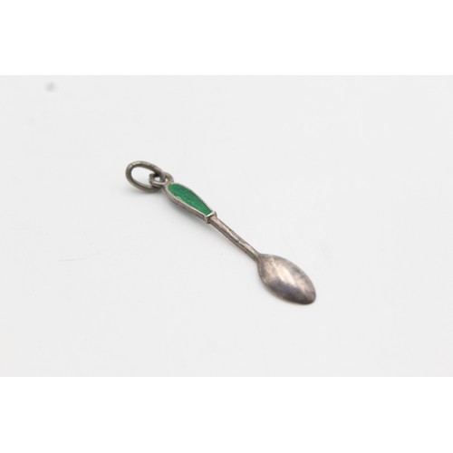 261 - .800 Silver Enamel Spoon Charm Pendant