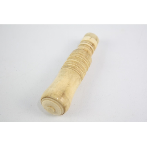 59 - Antique Hand Carved Bone Screw Top Snuff Bottle / Container