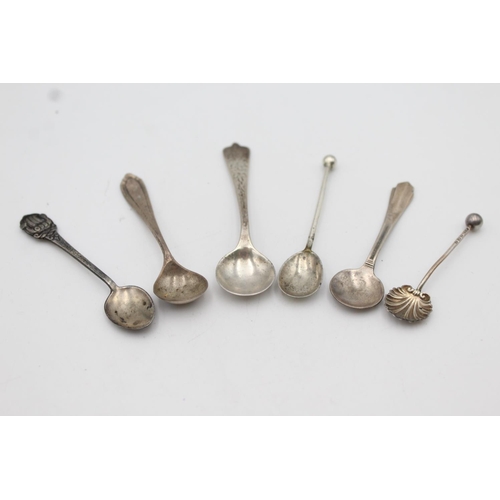 66 - 6 x Antique / Vintage Hallmarked .925 STERLING SILVER Condiment Spoons (24g)