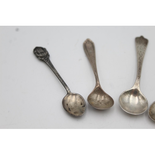 66 - 6 x Antique / Vintage Hallmarked .925 STERLING SILVER Condiment Spoons (24g)