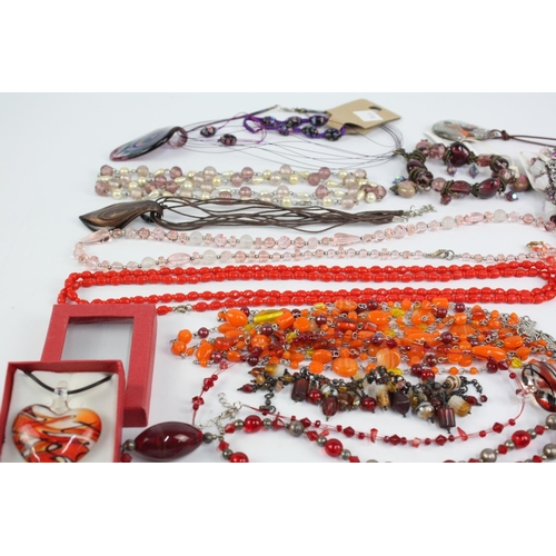 84 - 25 x GLASS JEWELLERY inc. Red, Pink, Purple, MOP, Necklaces, Bracelets, Pendants