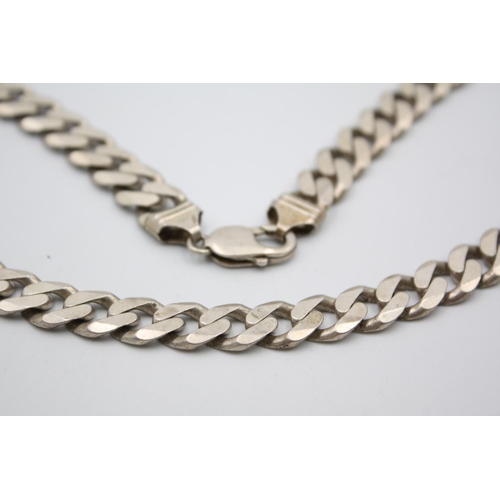 99 - Vintage .925 Sterling Silver Chunky Curb Link NECKLACE (96g)