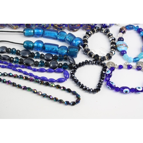 112 - 25 x BLUE GLASS JEWELLERY inc. Necklaces, Bracelets, Pendants