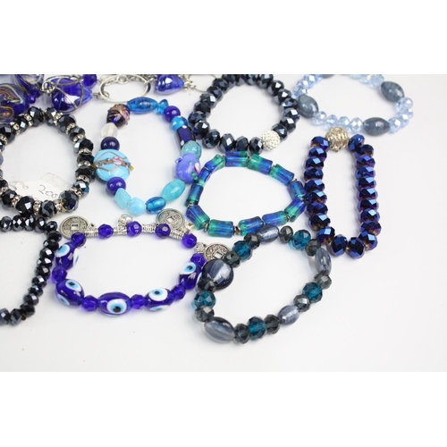 112 - 25 x BLUE GLASS JEWELLERY inc. Necklaces, Bracelets, Pendants