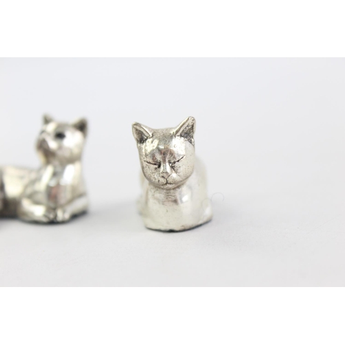 117 - 2 x Assorted Stamped .925 STERLING SILVER Filled Decorative Cat Ornaments (65g)