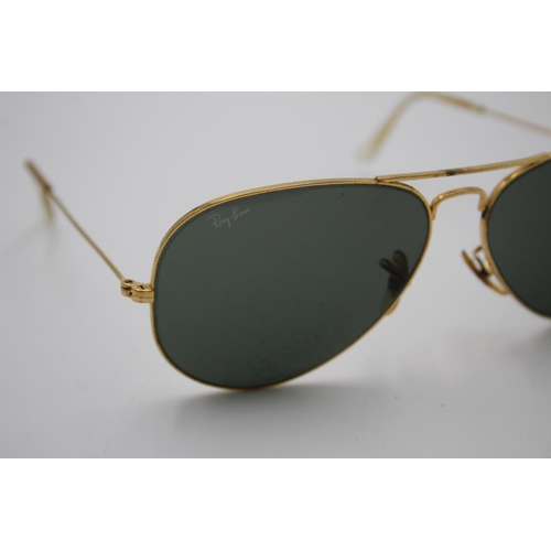 133 - Classic Vintage Gents BAUSCH & LOMB RAY-BAN Gold Tone Aviator SUNGLASSES Cased